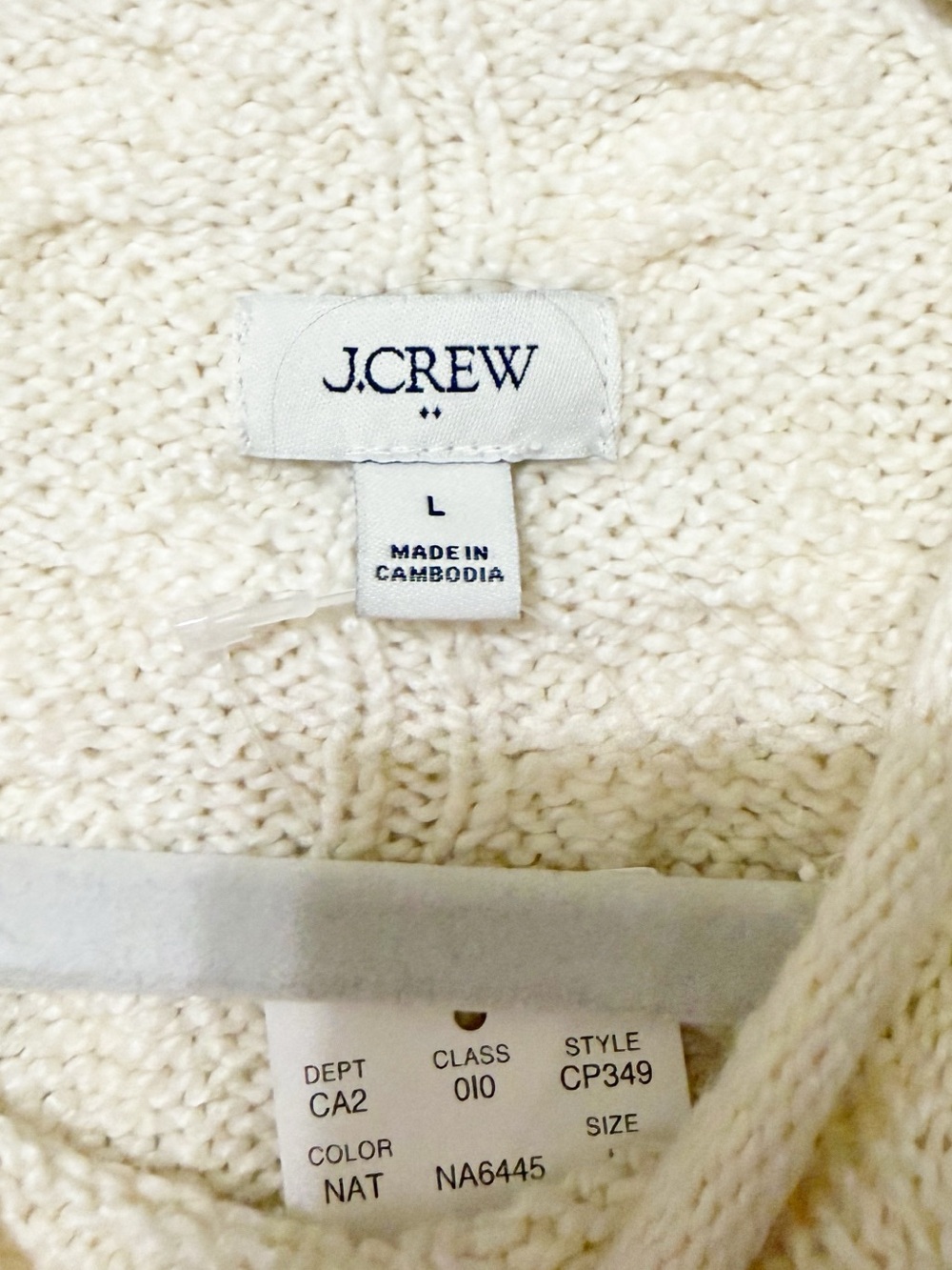 JCrew Cable Knit Mock Roll Neck Sweater in Natural Cream Size Large NEW CP349 - Picture 5 of 6